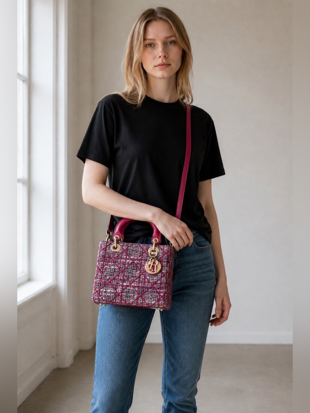 Lady Dior Medium Tweed Bag